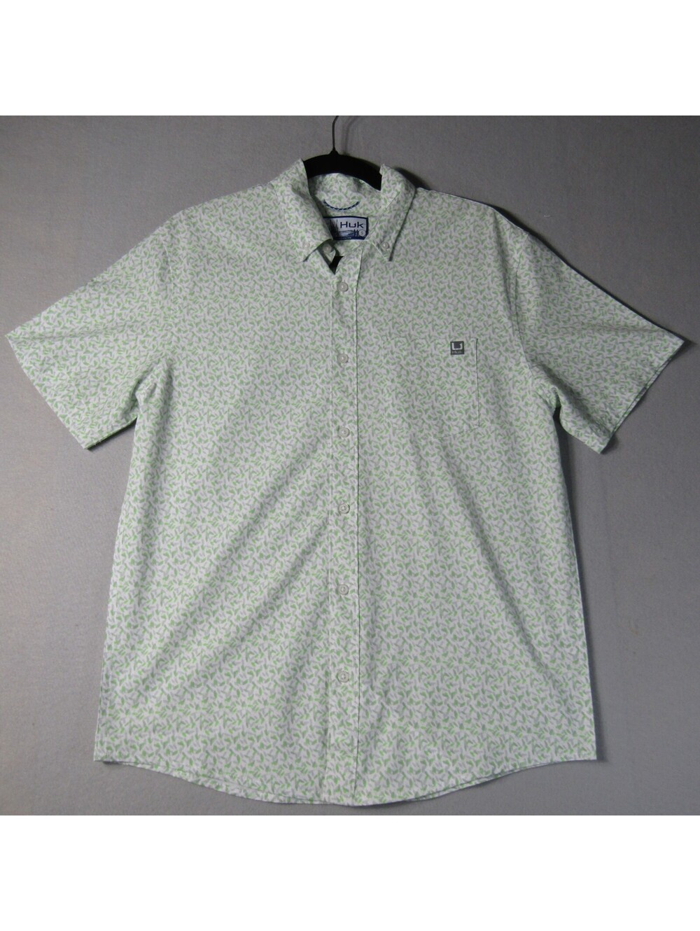 NWT Huk Kona Printed Short Sleeve Shirt Men's S Green White